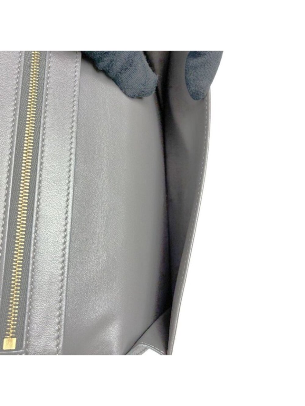 Celine Large Strap Wallet Grained Calf Skin Gray Vintage Pink Bifold - Picture 10 of 13